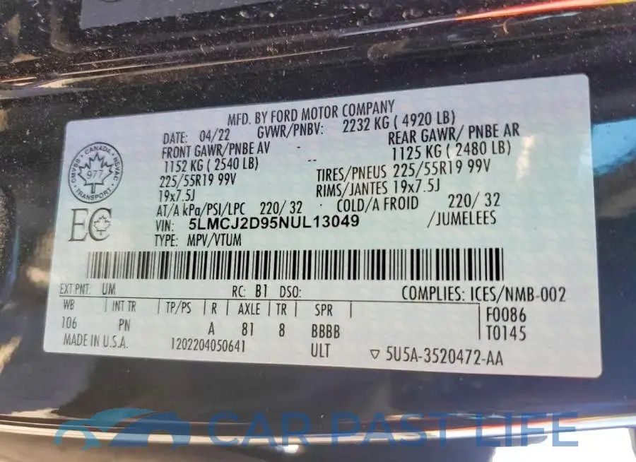 5LMCJ2D95NUL13049# 13