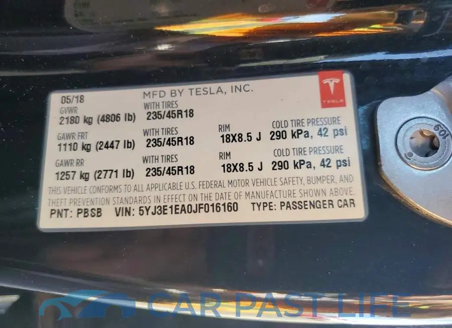 5YJ3E1EA0JF016160# 12