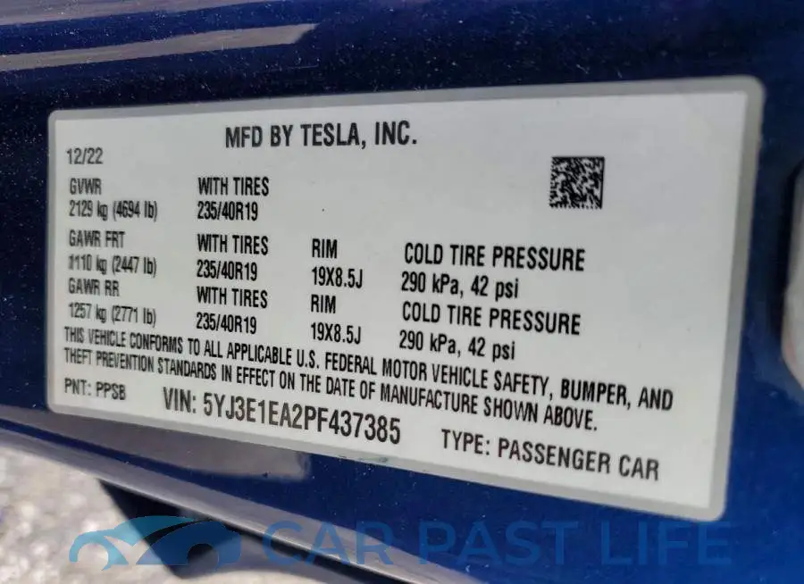 5YJ3E1EA2PF437385# 13