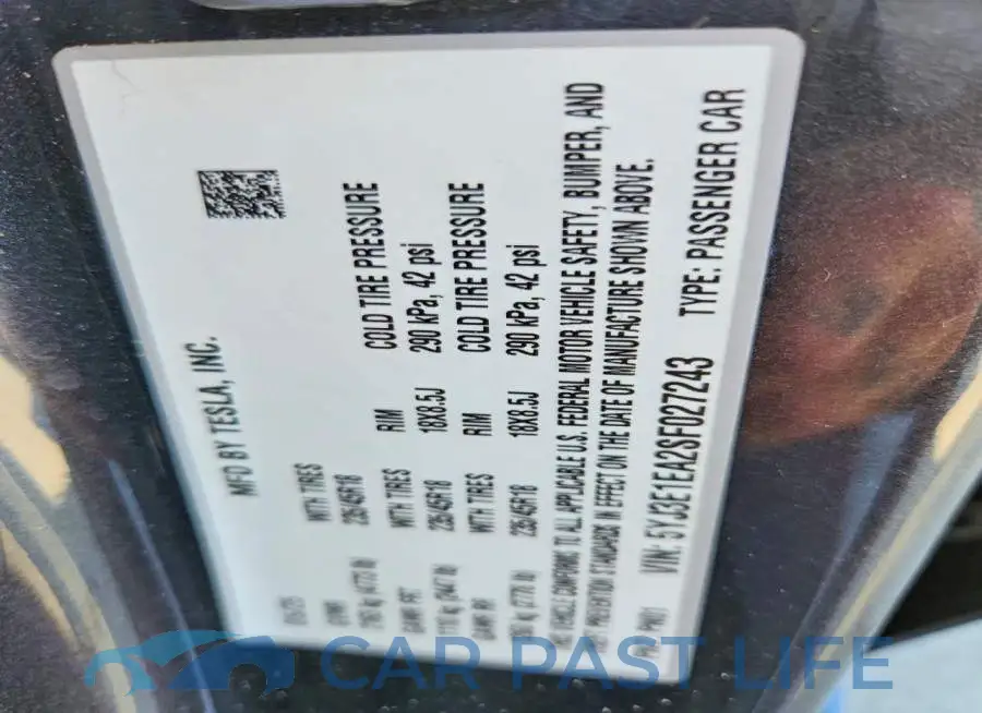 5YJ3E1EA2SF027243# 13