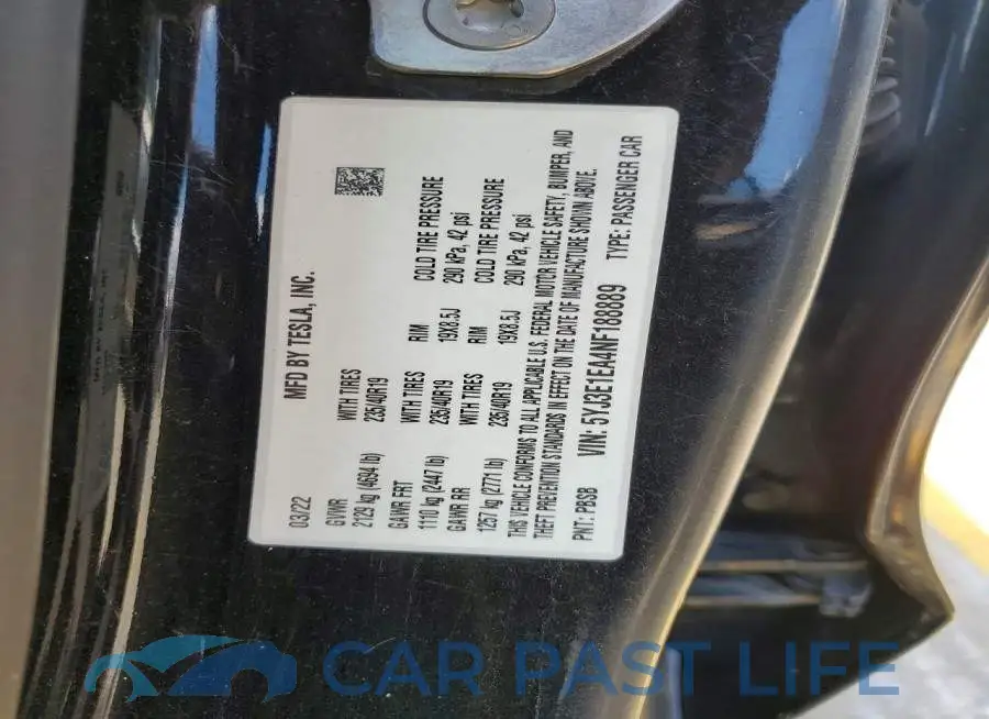 5YJ3E1EA4NF188889# 12