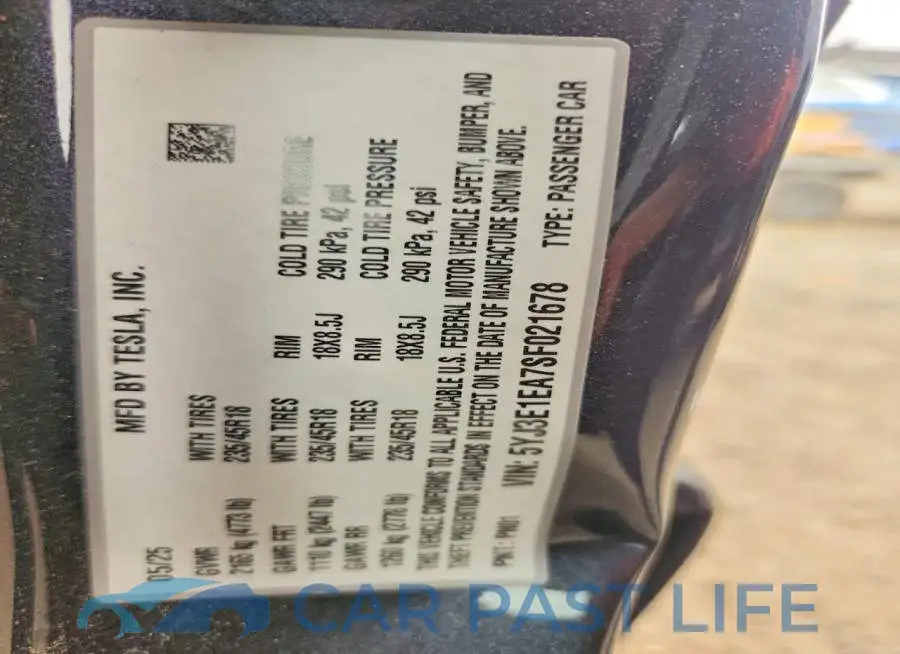 5YJ3E1EA7SF021678# 12