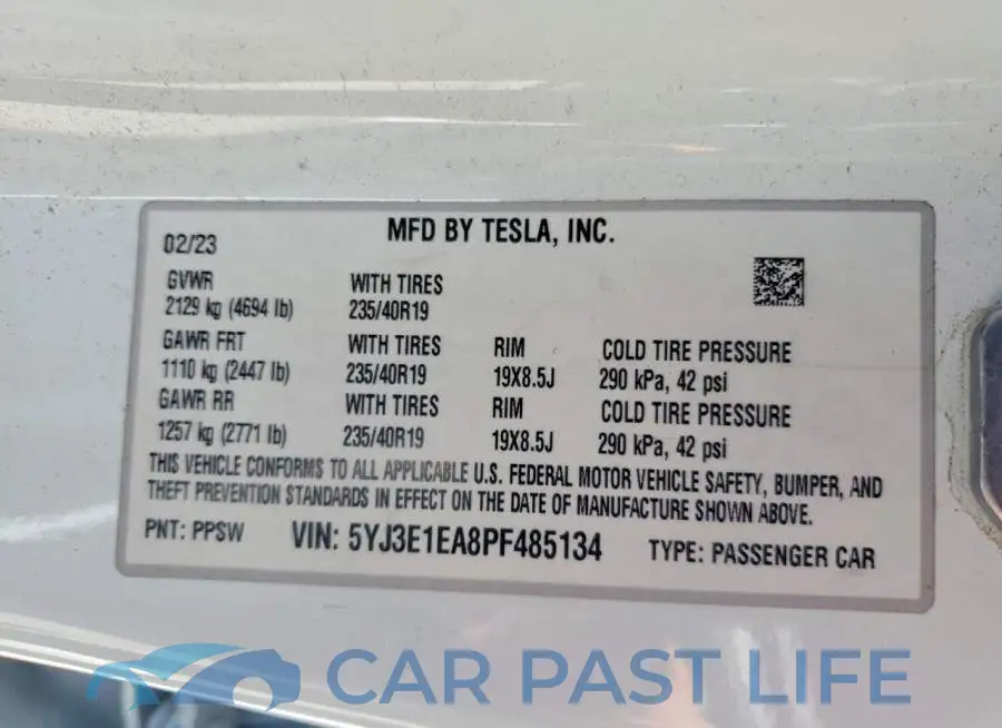 5YJ3E1EA8PF485134# 12