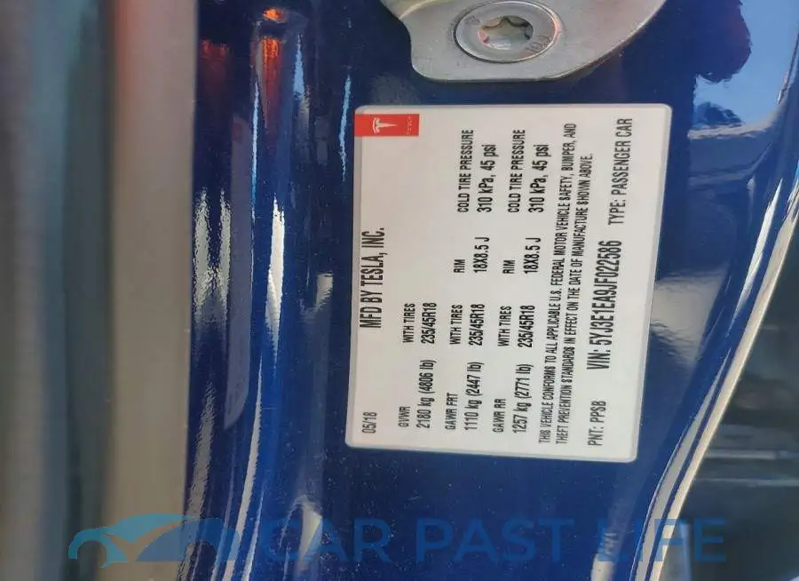 5YJ3E1EA9JF022586# 12