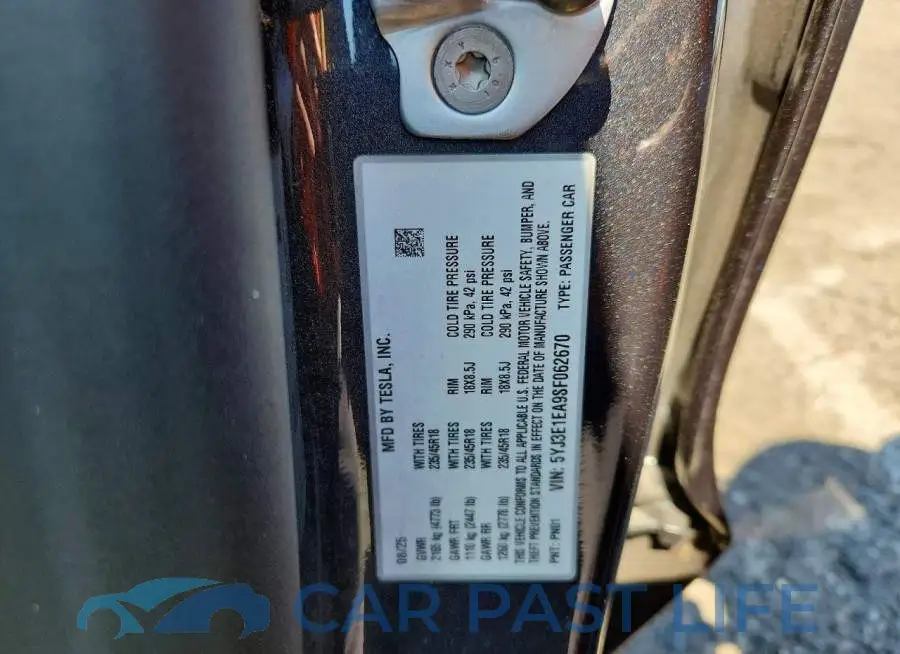 5YJ3E1EA9SF062670# 12