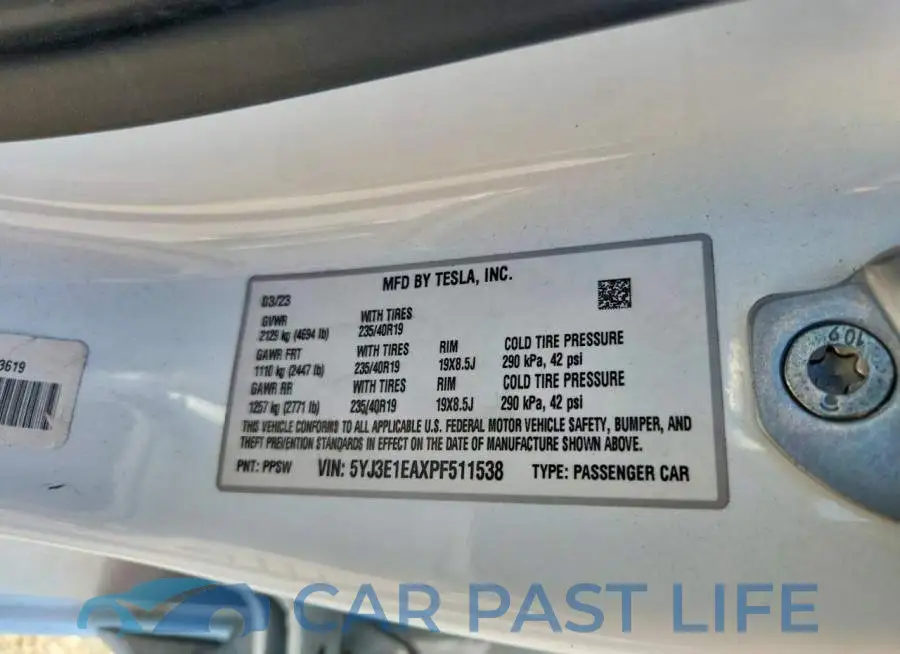 5YJ3E1EAXPF511538# 12