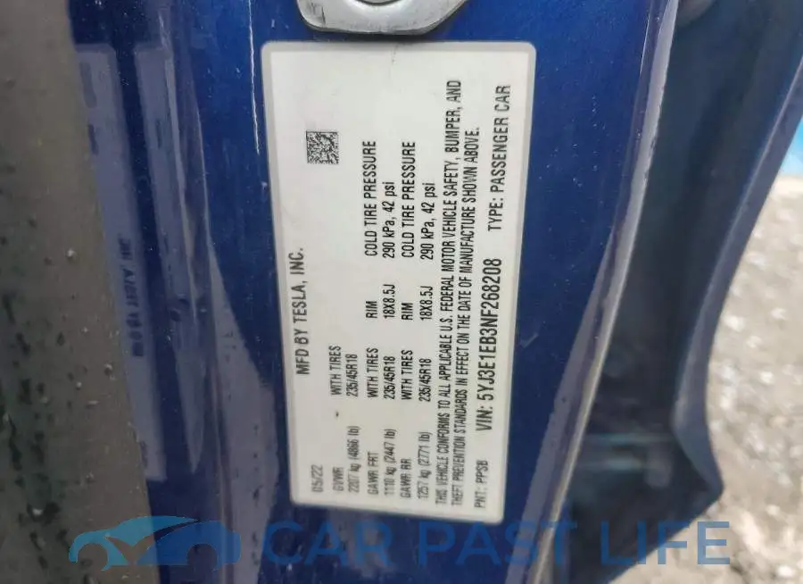 5YJ3E1EB3NF268208# 12