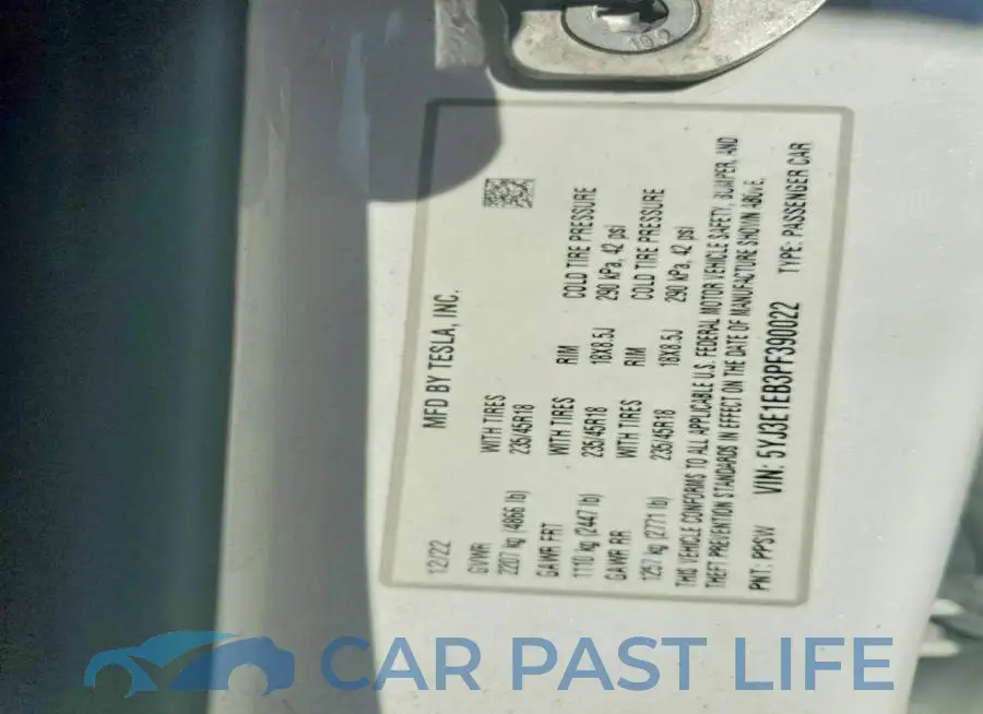 5YJ3E1EB3PF390022# 12