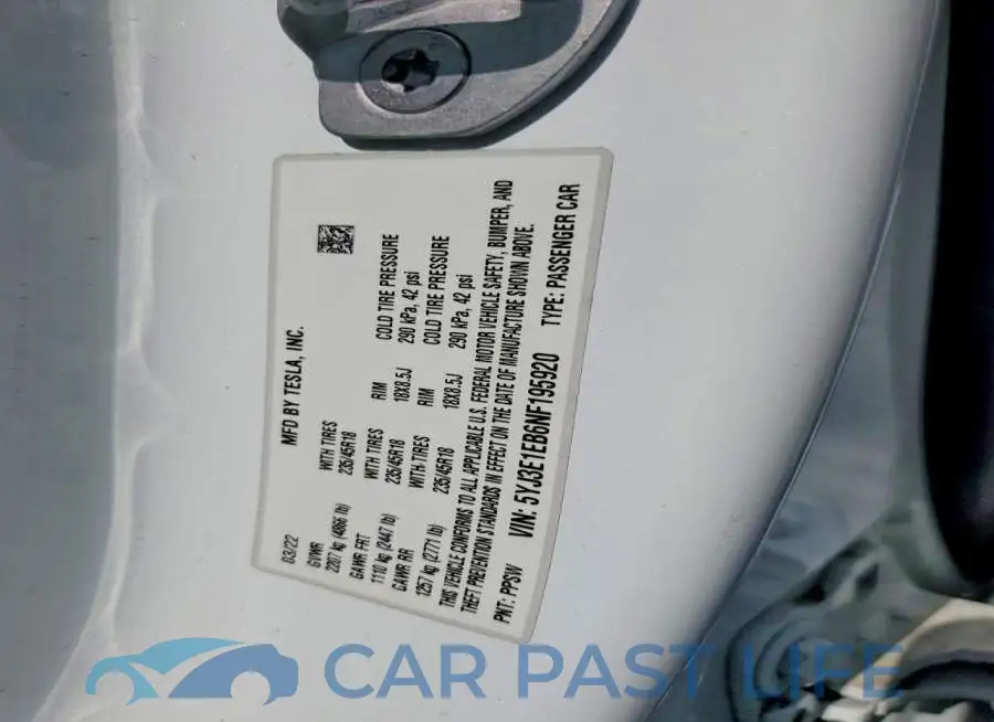 5YJ3E1EB6NF195920# 12