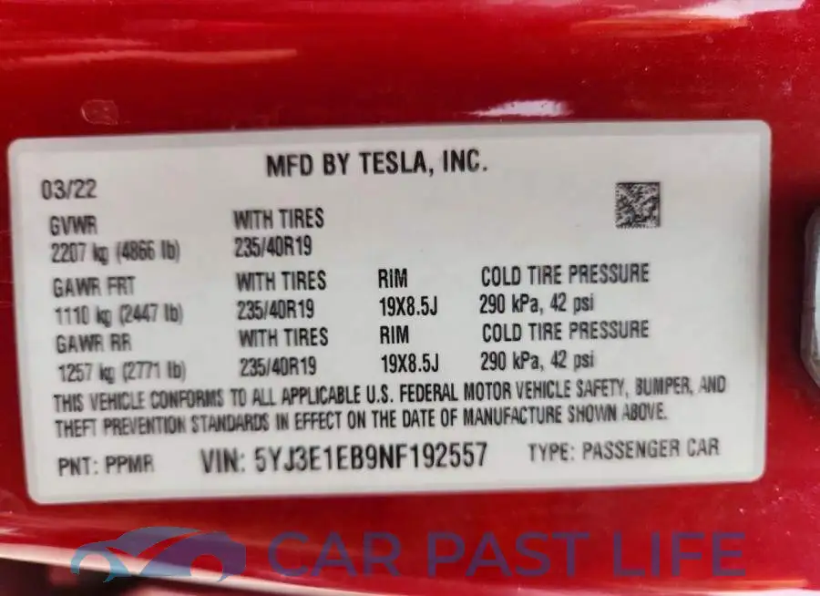 5YJ3E1EB9NF192557# 12