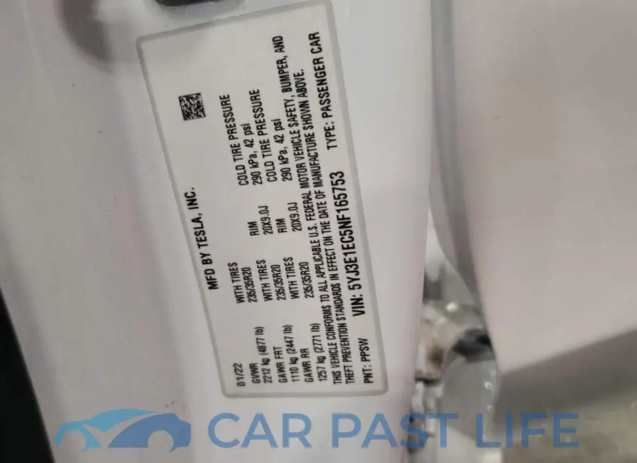 5YJ3E1EC5NF165753# 12