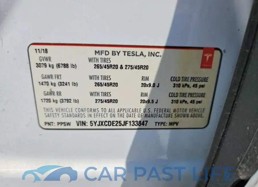 5YJXCDE25JF133847# 13