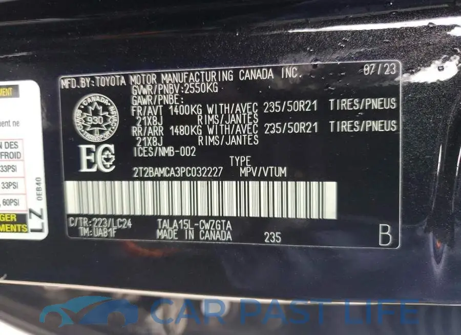 2T2BAMCA3PC032227# 13