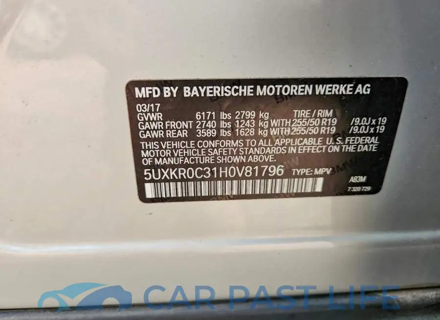 5UXKR0C31H0V81796# 13