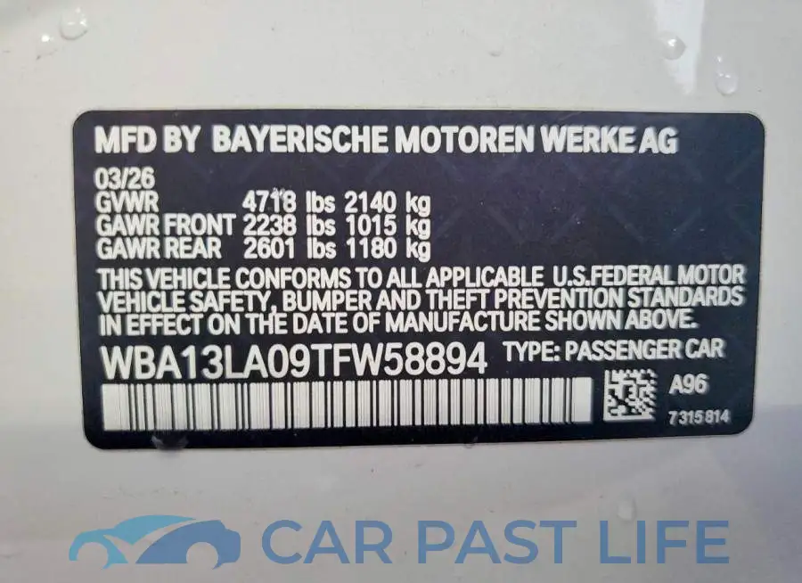 WBA13LA09TFW58894# 12