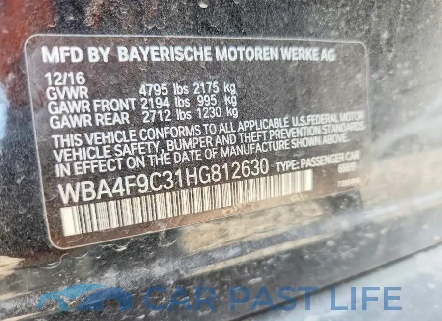 WBA4F9C31HG812630# 12