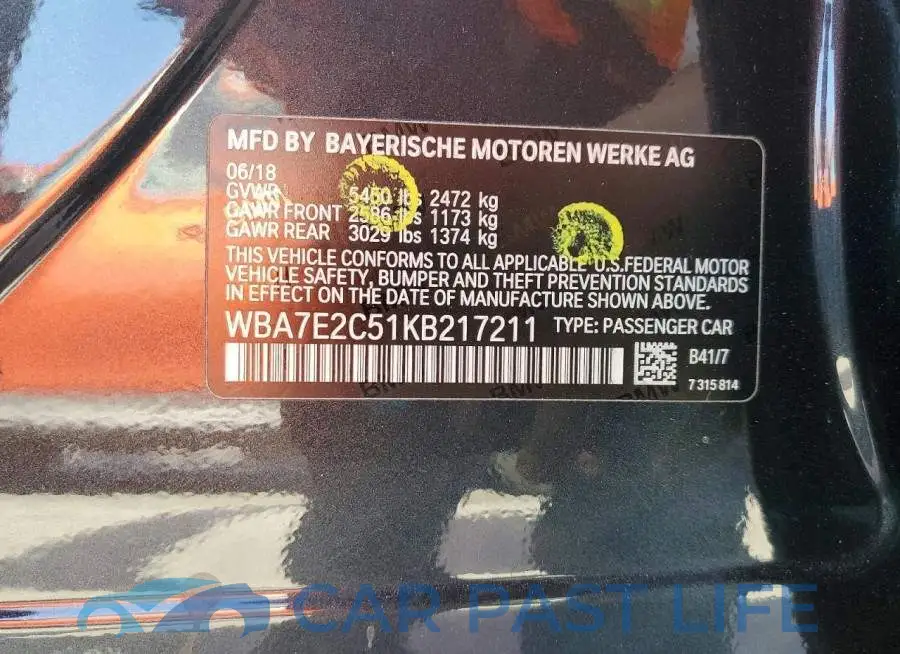 WBA7E2C51KB217211# 12