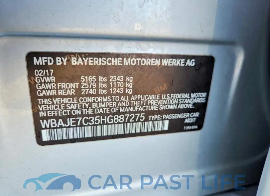 WBAJE7C35HG887275# 12