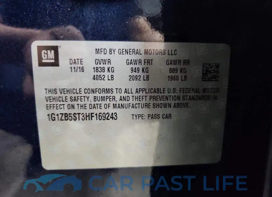 1G1ZB5ST3HF169243# 12