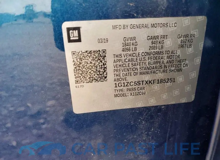 1G1ZC5STXKF185251# 12