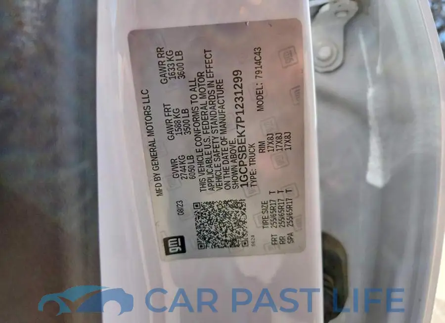1GCPSBEK7P1231299# 12