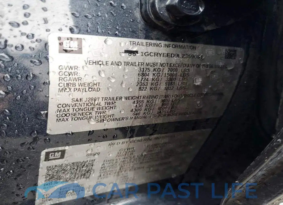 1GCRYEED9LZ359081# 12
