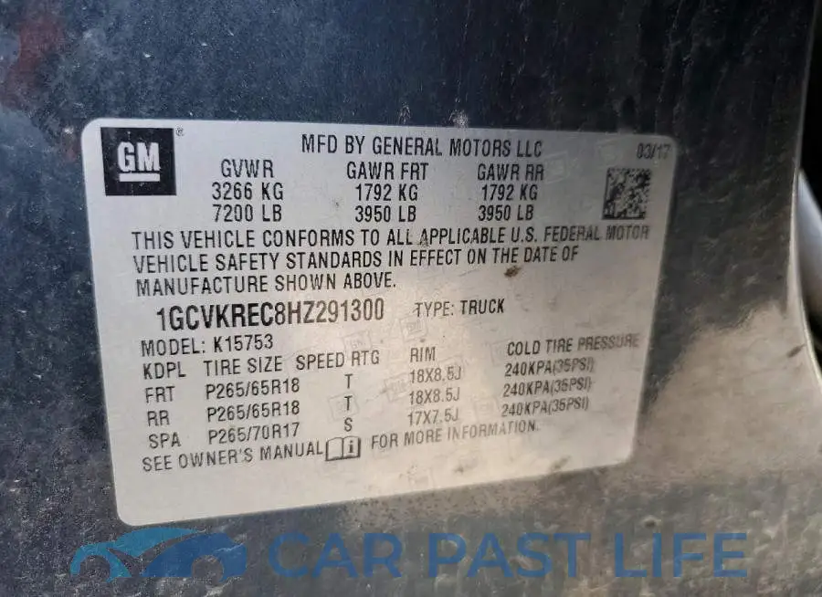 1GCVKREC8HZ291300# 12