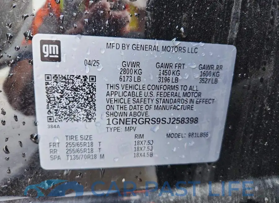 1GNERGRS9SJ258398# 14