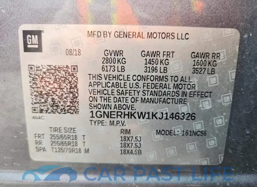 1GNERHKW1KJ146326# 13