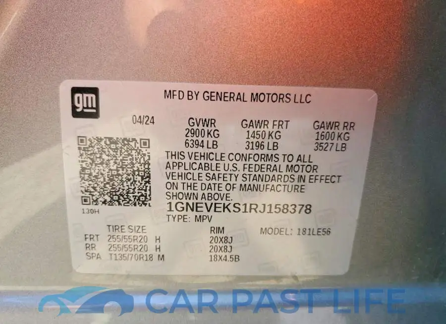 1GNEVEKS1RJ158378# 13