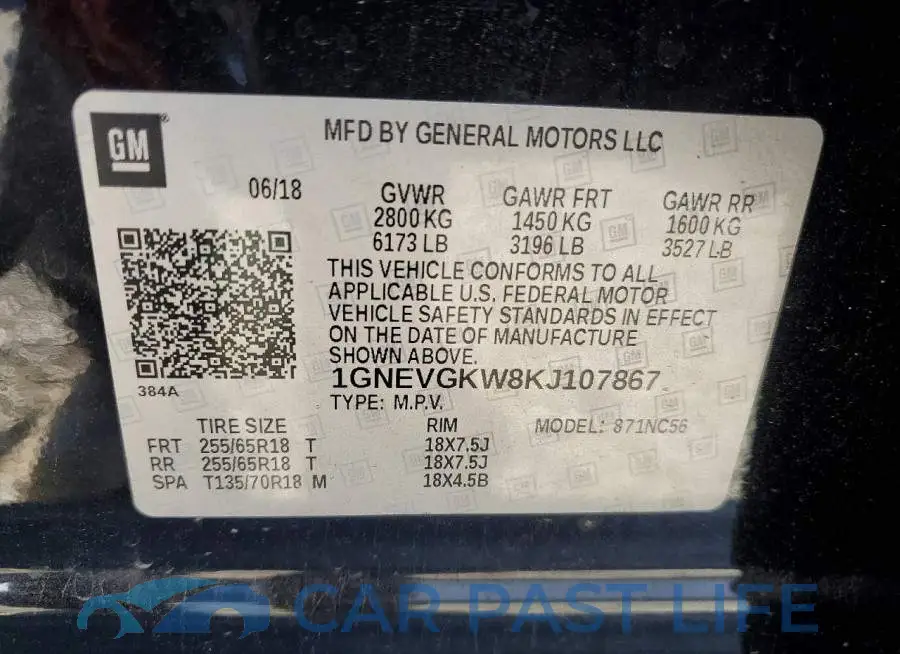 1GNEVGKW8KJ107867# 13