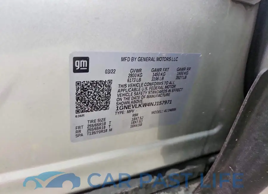 1GNEVLKW4NJ157971# 12