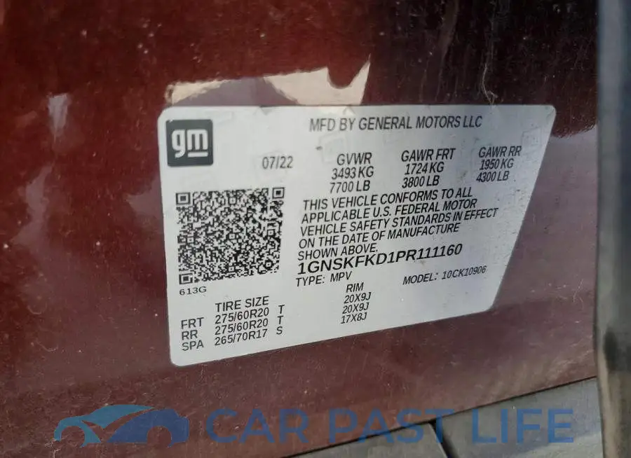 1GNSKFKD1PR111160# 13