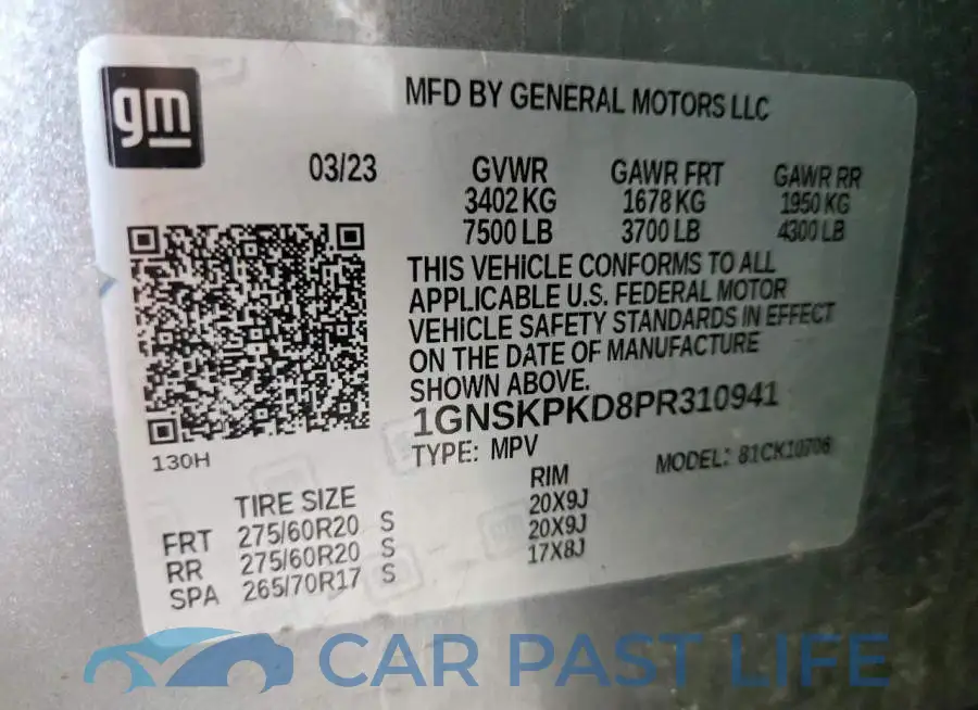 1GNSKPKD8PR310941# 13