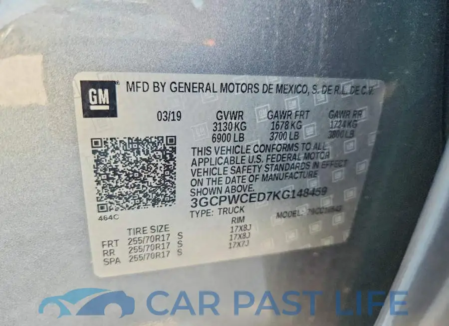 3GCPWCED7KG148459# 12