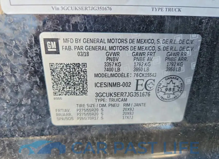 3GCUKSER7JG351676# 12