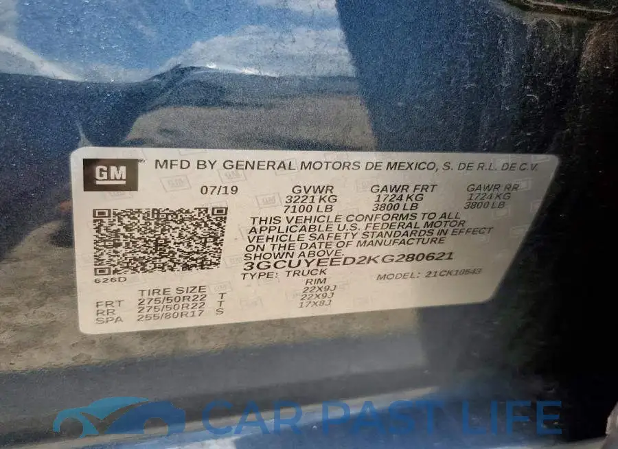 3GCUYEED2KG280621# 12
