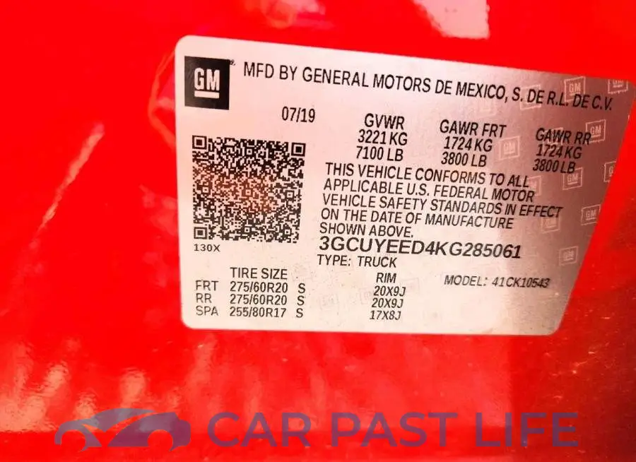 3GCUYEED4KG285061# 12