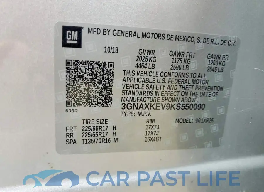 3GNAXKEV9KS550090# 13