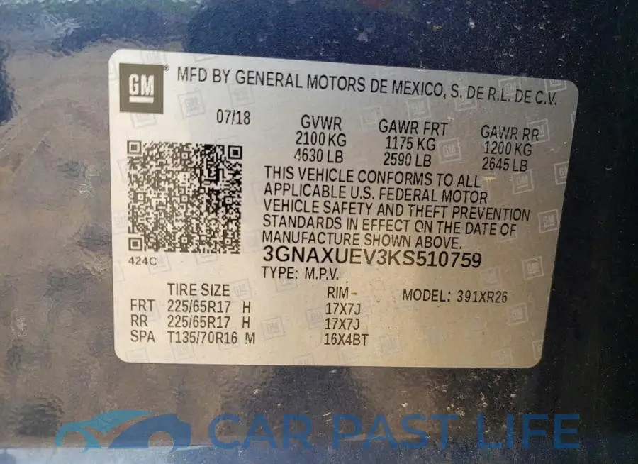 3GNAXUEV3KS510759# 13