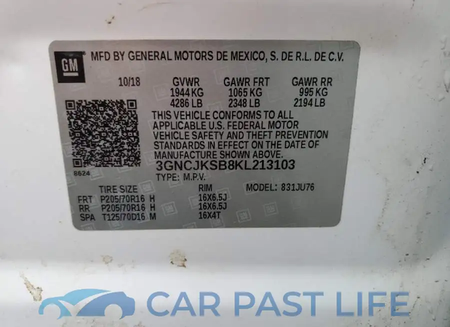 3GNCJKSB8KL213103# 13