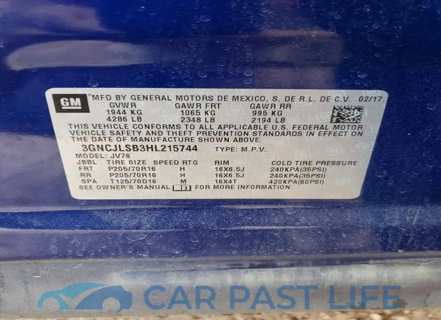 3GNCJLSB3HL215744# 13