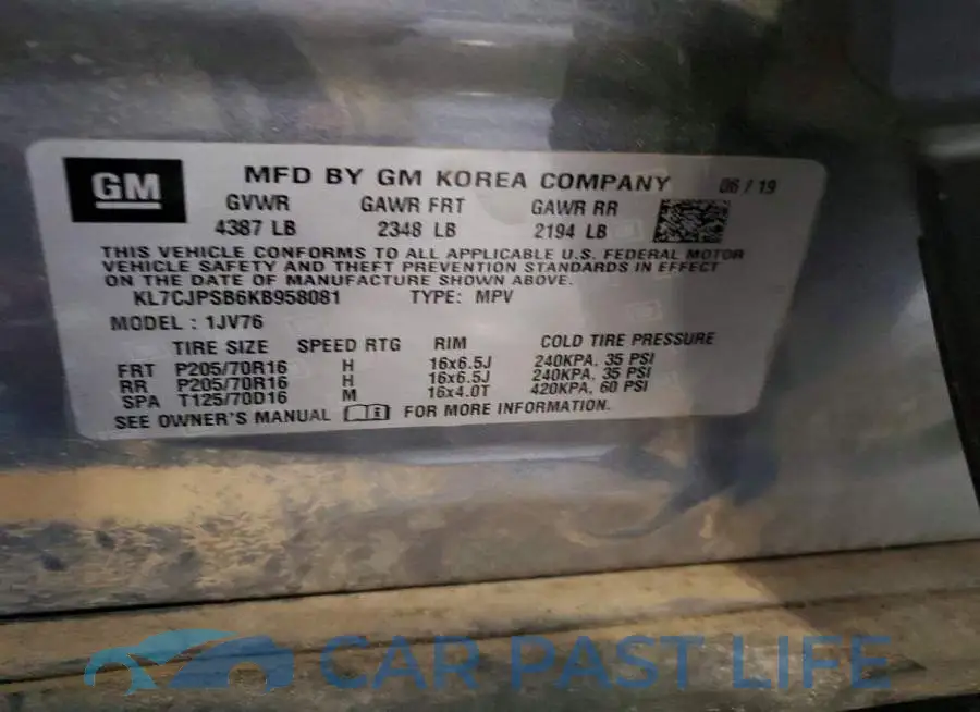 KL7CJPSB6KB958081# 13