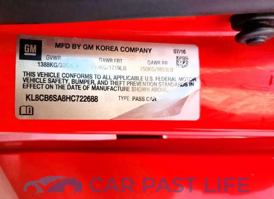 KL8CB6SA8HC722688# 12