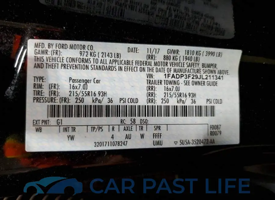 1FADP3F29JL211341# 13