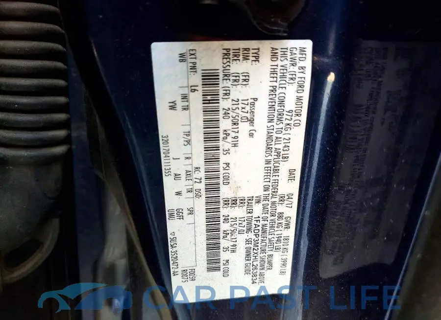 1FADP3M2XHL263834# 12