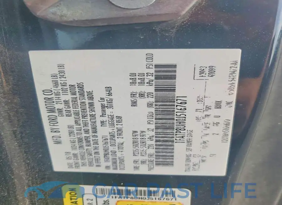 1FATP8UH0J5167671# 12