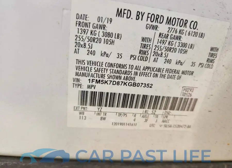 1FM5K7D87KGB07352# 13
