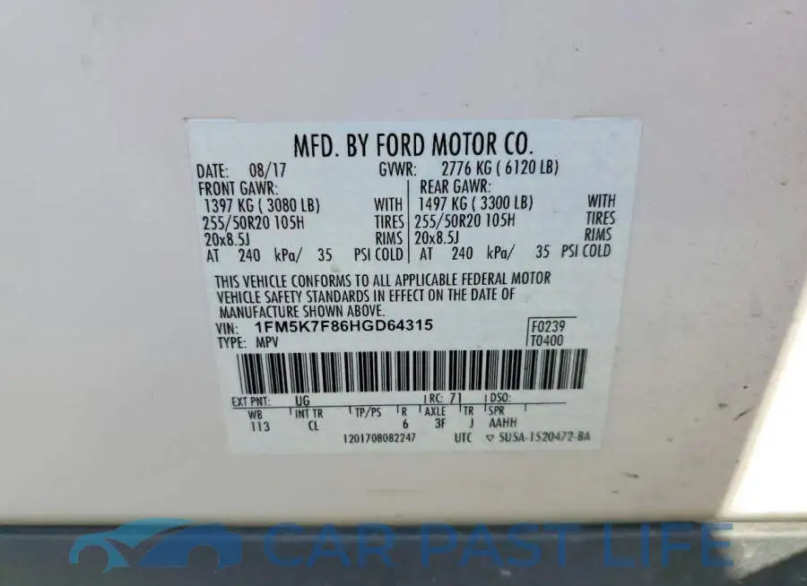 1FM5K7F86HGD64315# 14