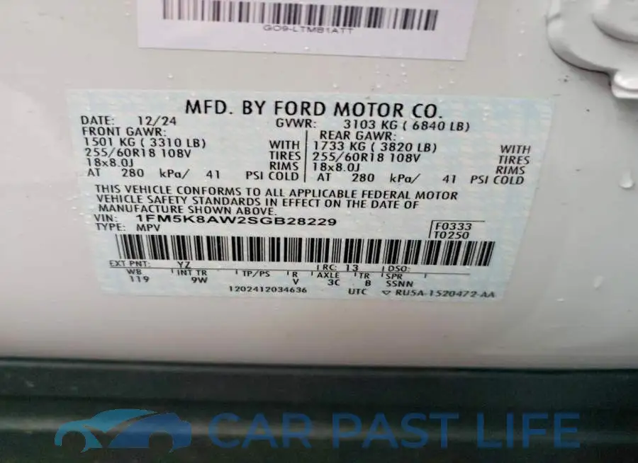 1FM5K8AW2SGB28229# 13